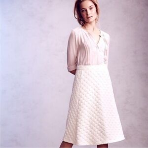 Anthropologie HD in Paris cream polka dot textured jacquard circle midi skirt M